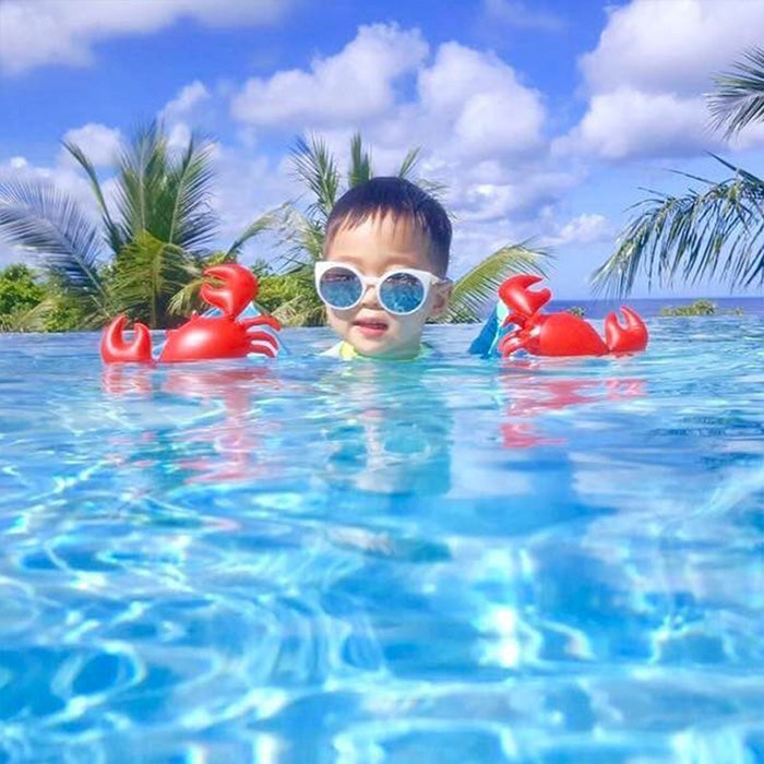 Bambini gonfiabili a forma di granchi rossi bracciali maniche galleggianti ali d'acqua galleggianti per il nuoto, dimensioni: 16x20x15 cm, Crabs Shape