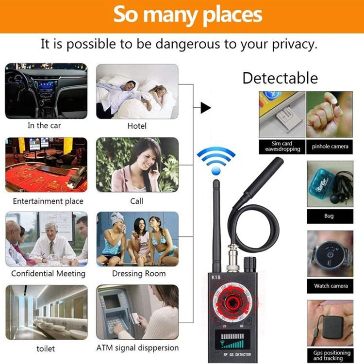 K18 Anti-sneak Sneak Shot Rilevatore GPS wireless Rilevatore di segnale wireless, K18