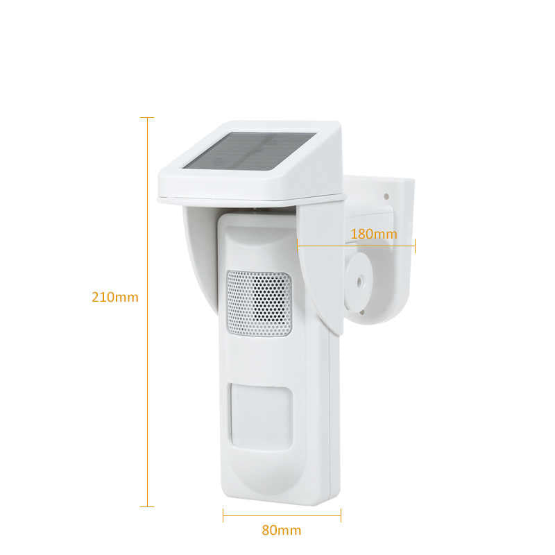 Sensore movimento PIR solare con sistema sonoro e flash LED