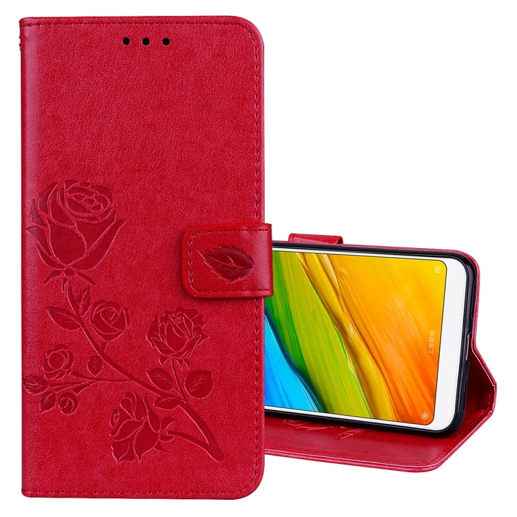 Per Xiaomi Redmi 5 Custodia in pelle PU ambientale con vibrazione orizzontale in rilievo rosa con supporto, slot per schede e portafoglio, For Xiaomi Redmi 5, For Redmi 5
