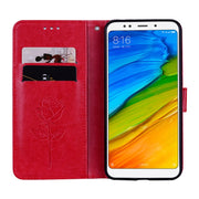 Per Xiaomi Redmi 5 Custodia in pelle PU ambientale con vibrazione orizzontale in rilievo rosa con supporto, slot per schede e portafoglio, For Xiaomi Redmi 5, For Redmi 5