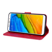 Per Xiaomi Redmi 5 Custodia in pelle PU ambientale con vibrazione orizzontale in rilievo rosa con supporto, slot per schede e portafoglio, For Xiaomi Redmi 5, For Redmi 5