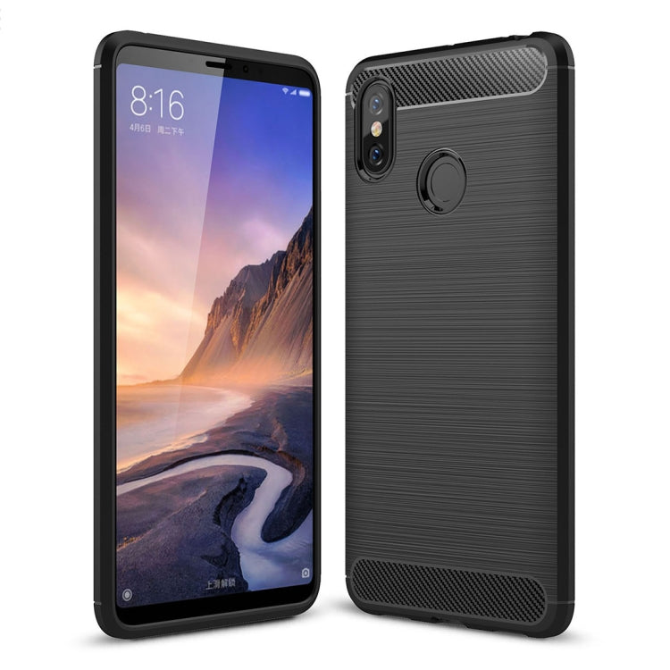 Custodia in TPU antiurto in fibra di carbonio con trama spazzolata per Xiaomi Mi Max 3, For Xiaomi Mi Max 3