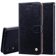 Custodia in pelle flip orizzontale con struttura in cera d'olio stile business per Xiaomi Redmi 7, con supporto, slot per schede e portafoglio, For Xiaomi Redmi 7