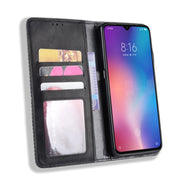Custodia in pelle con chiusura orizzontale con fibbia magnetica e texture retrò per Xiaomi Mi 9, con supporto, slot per carte e portafoglio, For Xiaomi Mi 9