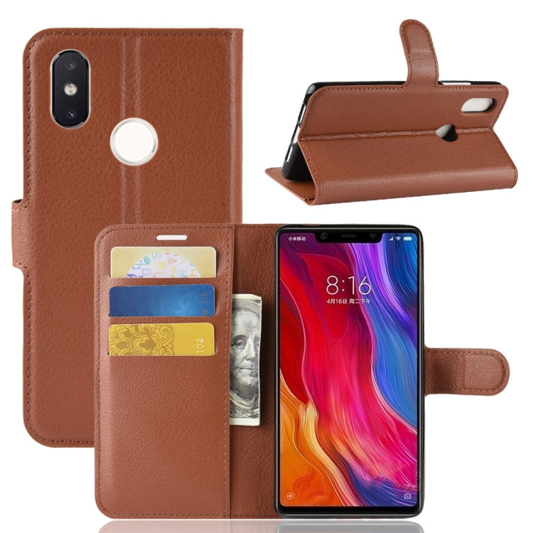 Custodia in pelle con chiusura orizzontale Litchi Texture per Xiaomi Mi 8 SE, con portafoglio, supporto e slot per carte, For Mi 8 SE, For Xiaomi Mi 8 SE