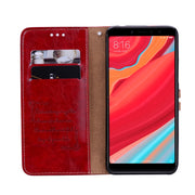 Custodia in pelle a conchiglia orizzontale con struttura in cera d'olio stile business per Xiaomi Redmi S2, con supporto, slot per schede e portafoglio, For Xiaomi S2
