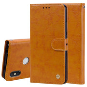 Custodia in pelle a conchiglia orizzontale con struttura in cera d'olio stile business per Xiaomi Redmi S2, con supporto, slot per schede e portafoglio, For Xiaomi S2