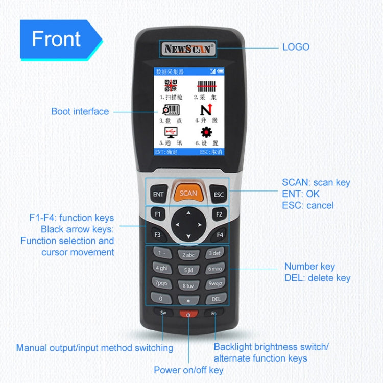 NEWSCAN NS3309 Collettore di scanner di codici a barre wireless e USB a luce rossa unidimensionale, NS3309H