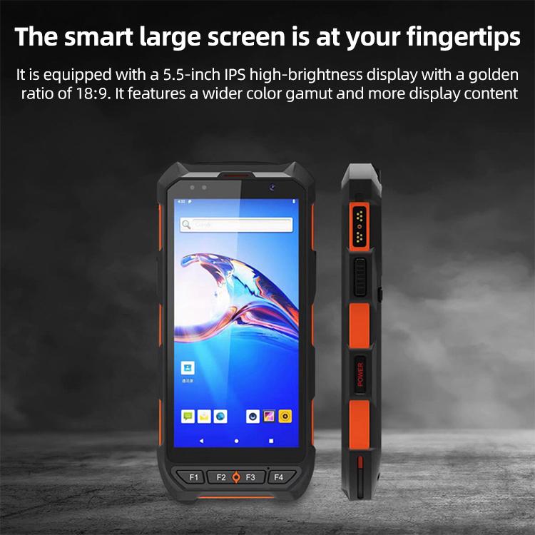 Terminale dati industriale portatile IP65 da 5,5 pollici con Android 10 e scanner di codici a barre, stile: RFID UHF + NFC HF + testina 2D, RFID UHF + NFC HF + 2D Head