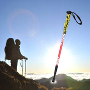 Bastoncini da trekking in alluminio per esterni portatili regolabili in altezza da 135 cm, Red#135cm, Green#135cm
