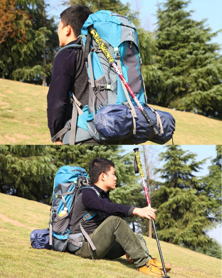 Bastoncini da trekking in alluminio per esterni portatili regolabili in altezza da 135 cm, Red#135cm, Green#135cm