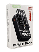 Power bank 40000mAh con cavi integrati e torcia LED vari colori 6974752266950 Q-CD154 Z240