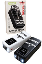 Power bank 40000mAh con cavi integrati e torcia LED vari colori 6974752266950 Q-CD154 Z240