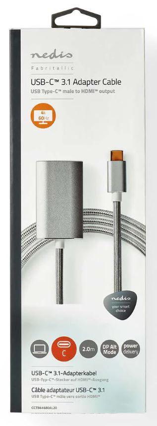 Cavo adattatore USB-C a HDMI 4K 60Hz 2 metri Nedis 5412810331741 Z288