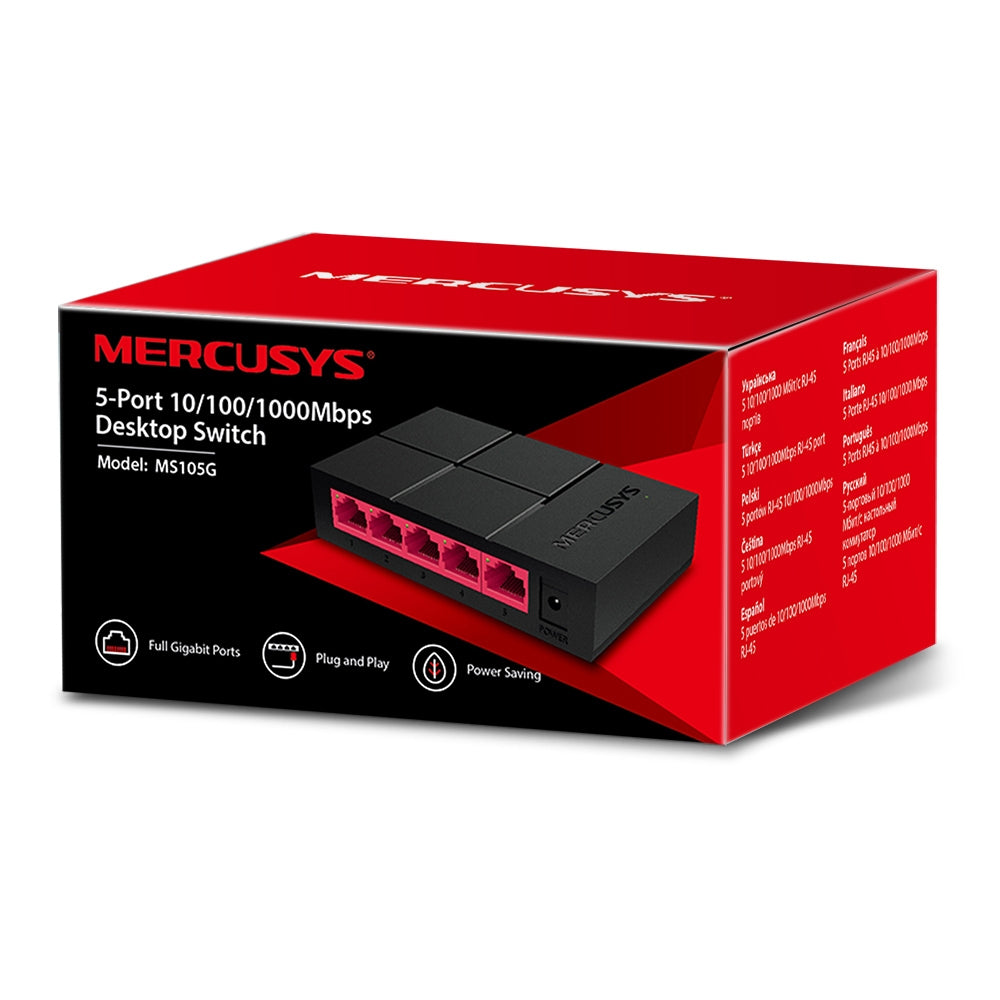 Switch di rete Mercusys MS105 5 porte Fast Ethernet 10/100/1000 Mbps 6957939002381 Z308
