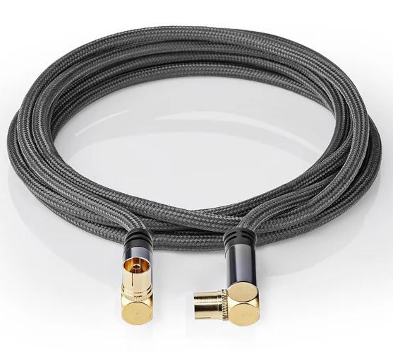 Cavo coassiale IEC maschio femmina 5 m schermato 90° placcato oro 5412810318834 Z313