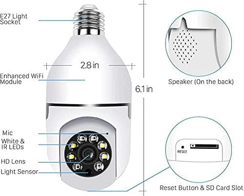 Telecamera IP WiFi con attacco E27 2MP HD 1080p con app per smartphone 6971942581770 JT-8177 Jortan Z578
