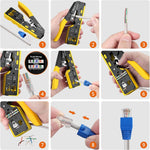 Pinza crimpatrice RJ45 pass through CAT5 CAT6 CAT6A CAT7 gialla Z959
