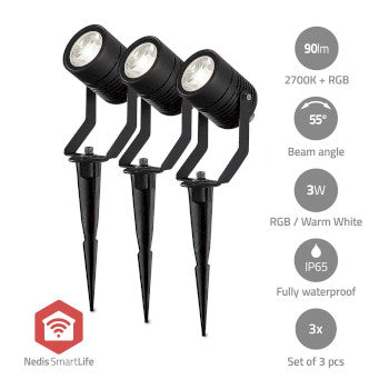 Smartlife Outdoor Light | 3 x 90 lm | Zigbee 3.0 | 3 x 3W | RGB | 2700K | Aluminum | Android™ / IOS