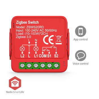 SmartLife Power Switch | Zigbee 3.0 | 2x100W | Terminal Connection | App available for: Android™ / IOS