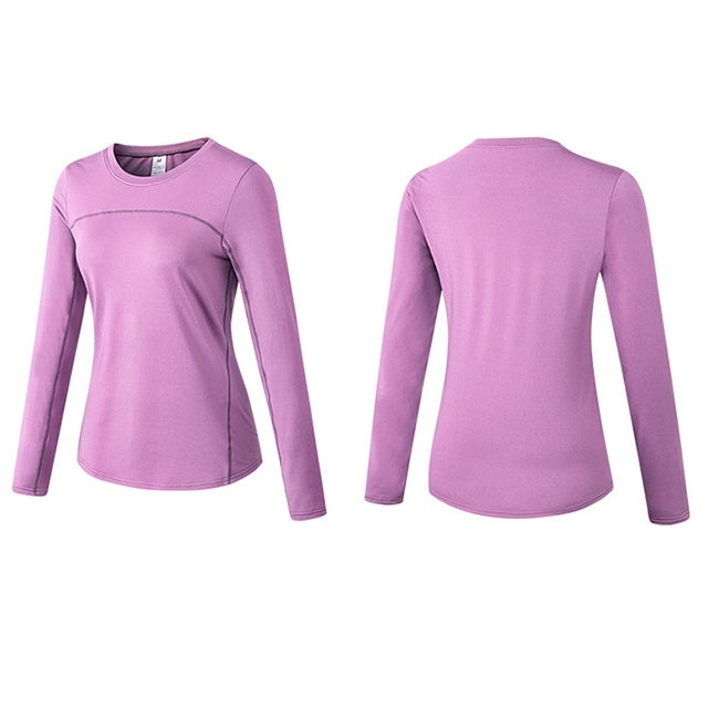 Camicia a maniche lunghe da yoga elasticizzata ad asciugatura rapida per autunno e inverno Plus in velluto da donna, S, M, L, XL, XXL