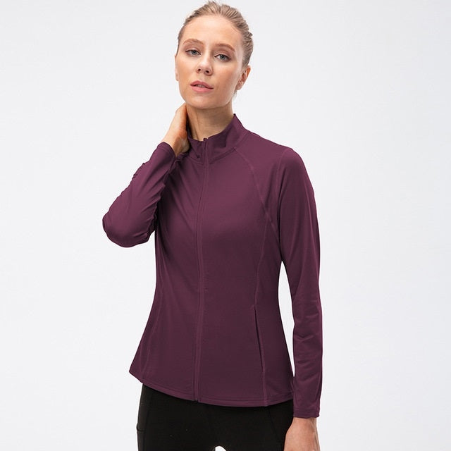 Giacca sportiva da donna a maniche lunghe con cerniera autunnale e invernale, S, M, L, XL, XXL