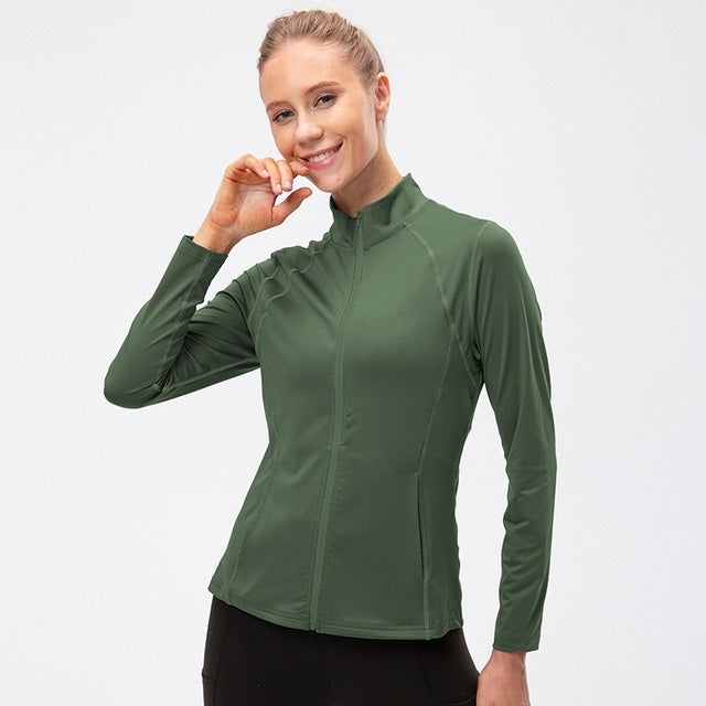 Giacca sportiva da donna a maniche lunghe con cerniera autunnale e invernale, S, M, L, XL, XXL