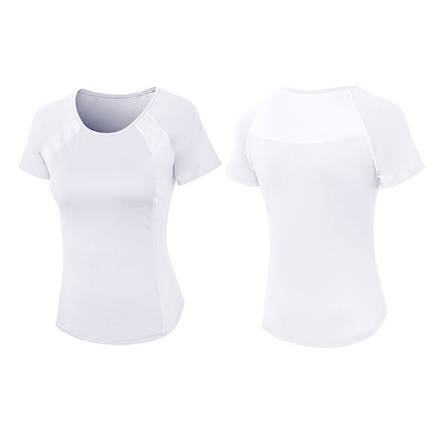 T-shirt sportiva a maniche corte con scollo rotondo attillato per donna, S, M, L, XL, XXL