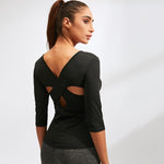 Maglia yoga donna maniche mezza lunghezza incrociate