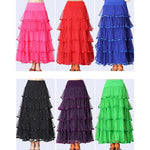 Costume da competizione con gonna lunga di danza moderna Swing con paillettes, Free Size