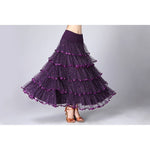 Costume da competizione con gonna lunga di danza moderna Swing con paillettes, Free Size