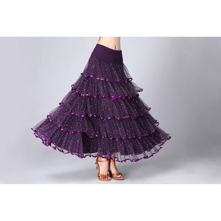 Costume da competizione con gonna lunga di danza moderna Swing con paillettes, Free Size