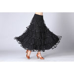 Costume da competizione con gonna lunga di danza moderna Swing con paillettes, Free Size
