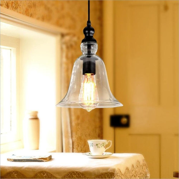 Lampada a sospensione industriale retrò E27 Lampada a sospensione in vetro trasparente a campana piccola