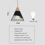 YWXLight E27 Lampada a sospensione moderna a sospensione in legno massello di ferro