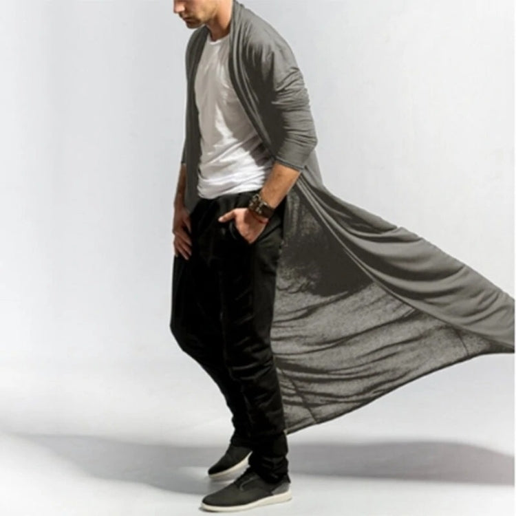 Cappotto cardigan lungo casual da uomo nero