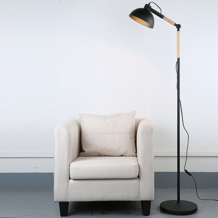 Lampada da terra con telaio in legno e metallo