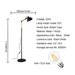 YWXLight Lampada da terra con telaio in legno ad angolo regolabile in metallo
