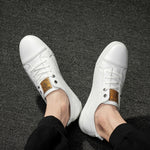 Scarpe casual da uomo semplici in tinta unita con tomaia in pelle microfibra, 38, 39, 40, 41, 42, 43