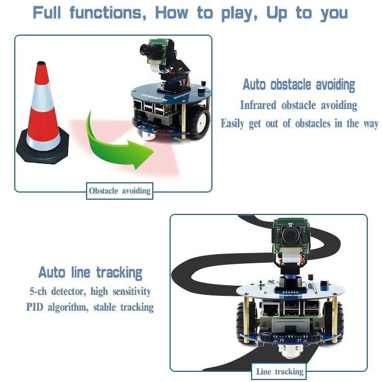 Kit di costruzione del robot Waveshare AlphaBot2 per Raspberry Pi 3 Modello B, For Raspberry Pi 3 Model B