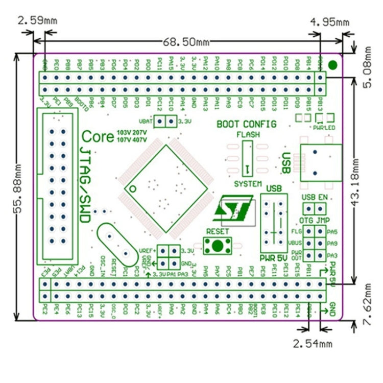 Scheda centrale Waveshare Core103V, STM32F1