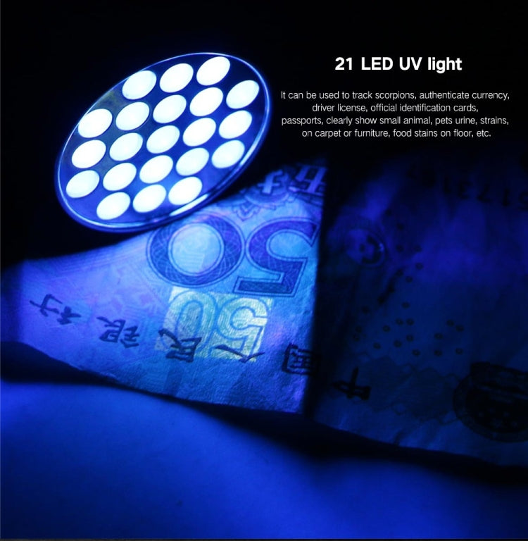 YWXLight UV 21 LED 395NM Ultra Violet Torch LED Torcia Rilevatore di lampade per macchie di urina di animali domestici