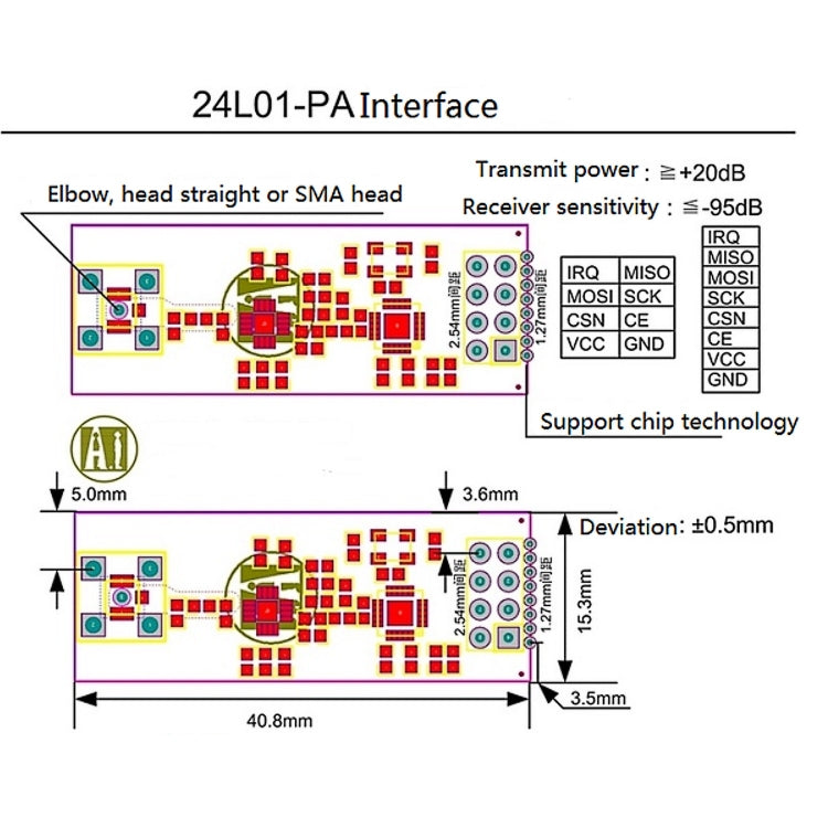 Modulo wireless NRF24L01+PA+LNA a lunga distanza 1100m