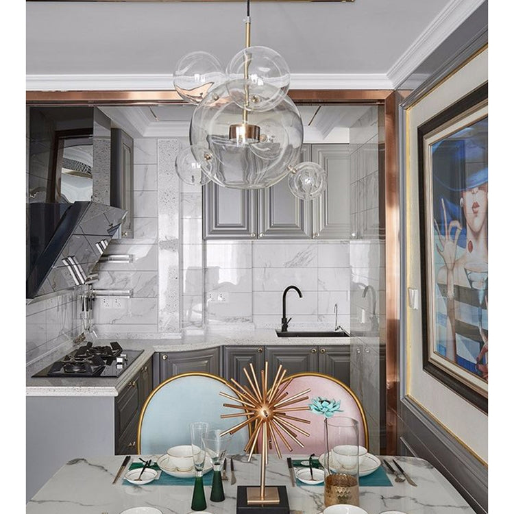 30W Creativo Sfera di Vetro Molecola Lampada Moderna Personalità Soggiorno Lampadario Lampada Bolla di Sapone, 14 Sfere 3 Lampade, Piatto Lungo, Dimensioni: 120 x 84 cm