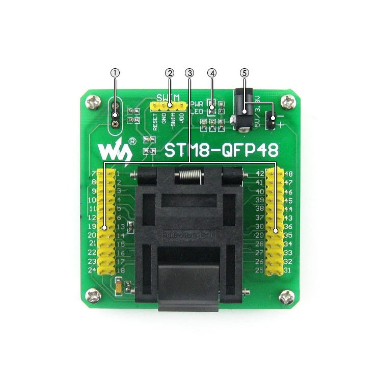 Waveshare STM8-QFP48, adattatore programmatore