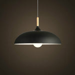 40W 35cm personalità creativa minimalista coperchio semicircolare lampadario in ferro battuto a testa singola ristorante soggiorno lampade dell'hotel, 35cm Black, 35cm White