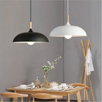 40W 35cm personalità creativa minimalista coperchio semicircolare lampadario in ferro battuto a testa singola ristorante soggiorno lampade dell'hotel, 35cm Black, 35cm White