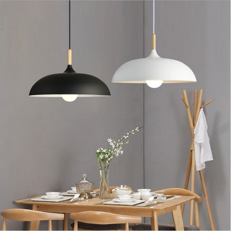 40W 35cm personalità creativa minimalista coperchio semicircolare lampadario in ferro battuto a testa singola ristorante soggiorno lampade dell'hotel, 35cm Black, 35cm White