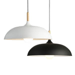 40W 35cm personalità creativa minimalista coperchio semicircolare lampadario in ferro battuto a testa singola ristorante soggiorno lampade dell'hotel, 35cm Black, 35cm White